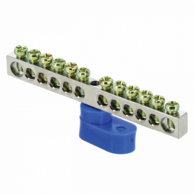 Шина "0" N (6x9мм) 12 отв цинк синий угловой изолятор EKF PROxima