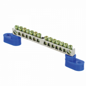 Шина "0" N (6x9мм) 14 отв цинк 2 синих угловых изолятора EKF PROxima