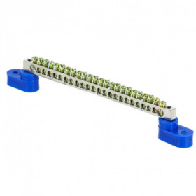 Шина "0" N (6x9мм) 24 отв цинк 2 синих угловых изолятора EKF PROxima