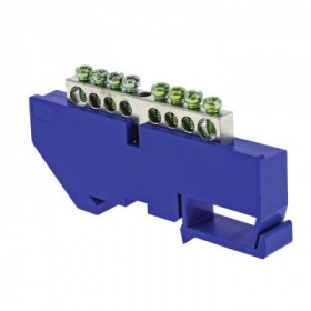 Шина "0" N (6x9мм) 8 отв цинк синий изолятор на DIN-рейку EKF PROxima