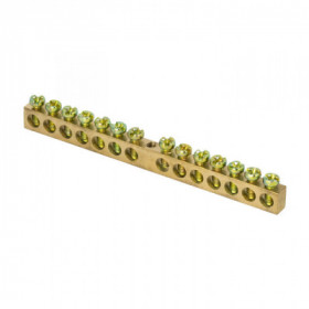 Шина PEN "ноль-земля" (8х12мм) 14 отверстий латунь крепеж по центру розничный стикер EKF PROxima