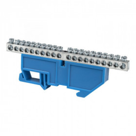 Шина "0" N (6x9мм) 20 отв цинк синий изолятор на DIN-рейку EKF PROxima