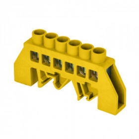 Шина "0" РЕ (8х12мм) 6 отверстий латунь желтый нейлоновый корпус комбинированный EKF PROxima