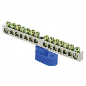 Шина "0" N (6x9мм) 14 отв цинк синий угловой изолятор EKF PROxima