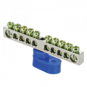 Шина "0" N (6x9мм) 10 отв цинк синий угловой изолятор EKF PROxima