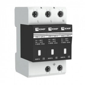 Ограничитель импульсных напряжений ОПВ-C/3P In 20кА 400В с сигн EKF PROxima