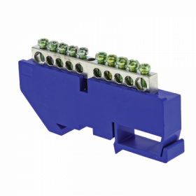 Шина "0" N (6x9мм) 10 отв цинк синий изолятор на DIN-рейку EKF PROxima