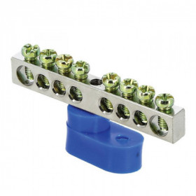 Шина "0" N (6x9мм) 8 отв цинк синий угловой изолятор EKF PROxima
