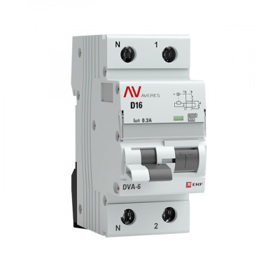Дифференциальный автомат DVA-6 1P+N 16А (D) 300мА (A) 6кА EKF AVERES