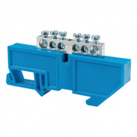 Шина "0" N (6x9мм) 6 отв цинк синий изолятор на DIN-рейку EKF