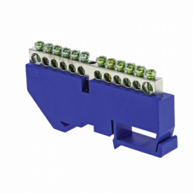 Шина "0" N (6x9мм) 14 отв цинк синий изолятор на DIN-рейку EKF PROxima