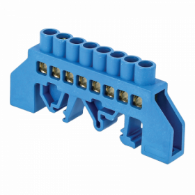 Шина "0" N (6х9мм) 8 отверстий латунь синий нейлоновый корпус комбинированный EKF PROxima