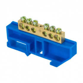Шина "0" N (8х12мм) 6 отверстий латунь синий изолятор на DIN-рейку EKF PROxima
