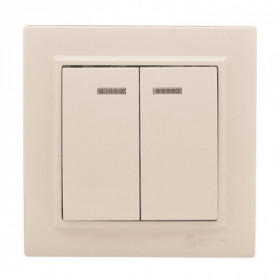 Выключатель 2-кл СП Минск с индикатором 10А бежевый EKF
