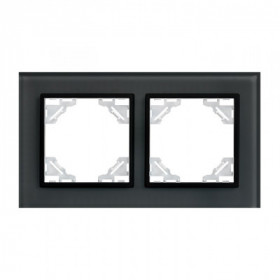 Минск Рамка 2-местная стеклянная черная EKF Basic