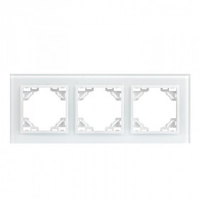 Минск Рамка 3-местная стеклянная белая EKF Basic