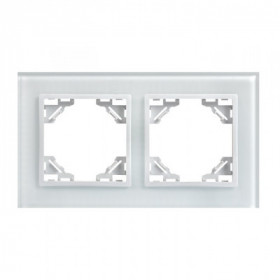 Минск Рамка 2-местная стеклянная белая EKF Basic