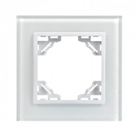 Минск Рамка 1-местная стеклянная белая EKF Basic