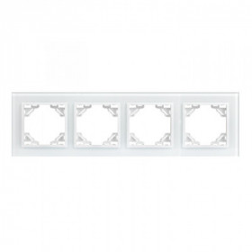 Минск Рамка 4-местная стеклянная белая EKF Basic