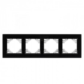 Минск Рамка 4-местная стеклянная черная EKF Basic