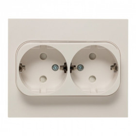 Стокгольм Розетка 2-местная с/з 16А белая с защ штор EKF PROxima
