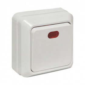 Рим Выключатель 1-клавишный с индикатором 10А белый EKF