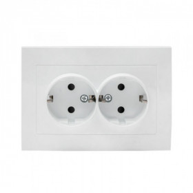 Валенсия розетка 2-местная с/з 16А белая с защ штор EKF PROxima