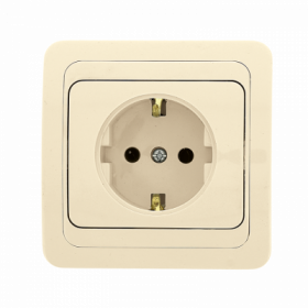 Лондон Розетка 1-местная с заземлением 16А бежевая EKF PROxima