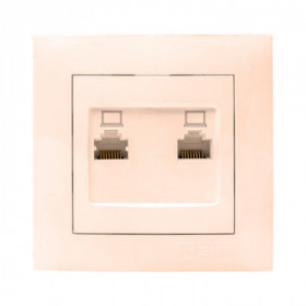 Валенсия розетка компьютерная RJ-45 2-местная кремовая EKF PROxima
