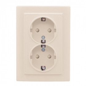 Розетка 2-мест СП с/з 16А бежевый с защ штор Минск EKF