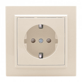 Розетка 1-мест СП с/з 16А бежевый с защ штор Минск EKF