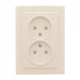 Розетка 2-мест СП б/з 10А бежевый с защ штор Минск EKF