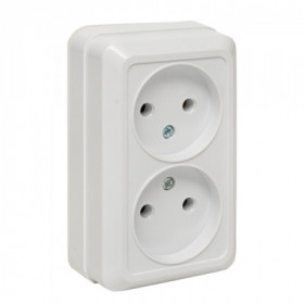 Рим Розетка 2-местная 10А без заземления керам белая EKF PROxima