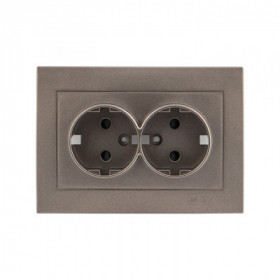 Валенсия лицевая панель розетки 2-местной с/з 16А графит с защ штор EKF PROxima