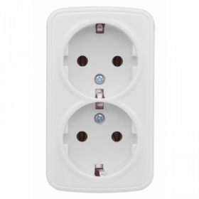 Минск Розетка 2-местная ОП 16А с заземлением белая EKF Basic