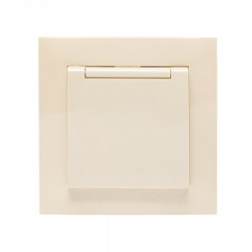 Валенсия розетка 1-местная с/з 16А кремова с крышкой и защ штор EKF PROxima