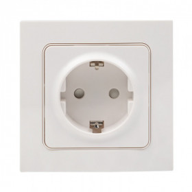 Стокгольм Розетка 1-местная с/з 16А белая с защ штор EKF PROxima