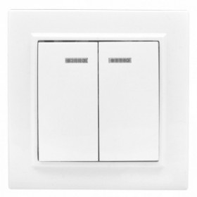 Минск Выключатель 2-клавишный СП с индикатором 10А белый EKF Basic