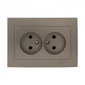 Валенсия лицевая панель розетка 2-местной б/з 10А кашемир с защ штор EKF PROxima