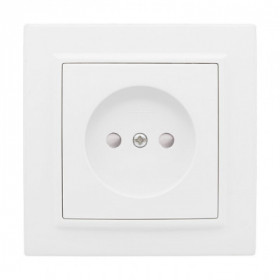 Минск Розетка 1-местная СП без заземления 10 А с защ штор белая EKF Basic