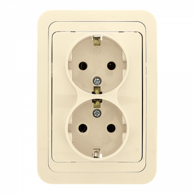 Лондон Розетка 2-местная с заземлением 16А бежевая EKF PROxima