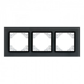 Минск Рамка 3-местная стеклянная черная EKF Basic