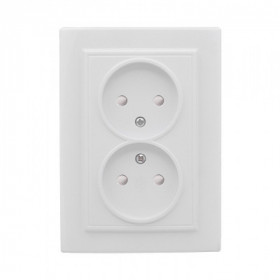 Минск Розетка 2-местная СП без заземления 10А белая с защ штор EKF Basic