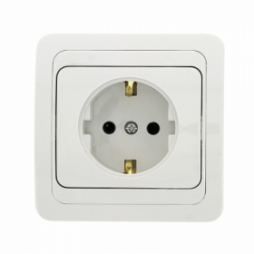 Лондон Розетка 1-местная с заземлением 16А керамика белая EKF PROxima