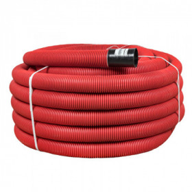 Труба гофр двустенная ПНД/ПНД гибкая с протяжкой d75 мм (50 м) красная EKF-Plast