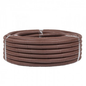 Труба гофр ПВХ с протяжкой d20 мм (25 м) темное дерево EKF-Plast