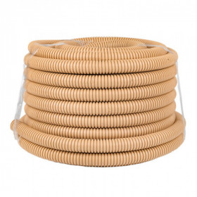 Труба гофр ПВХ с протяжкой d25 мм (25 м) светлое дерево EKF-Plast