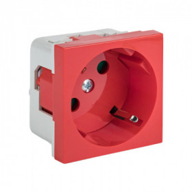 Розетка 45х45 PRO с заземлением 45 градусов красная EKF
