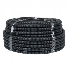 Труба гофр негорючая безгалогеновая FRHF с протяжкой d25 мм (75 м) черная EKF-Plast