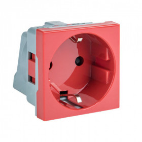 Розетка 45х45 с заземлением 90 градусов красная EKF